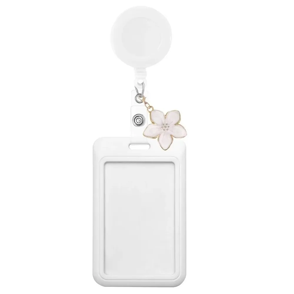 Stylish Colorful Badge Holder Flower Charm Retractable Badge Reel 2D ID Badge Holder For Teacher Office