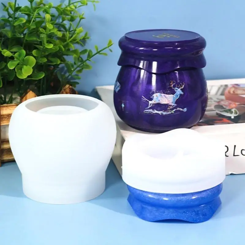 652F Storage Box Resin Silicone Mold with Jar Jewelry Boxes Epoxy Mold for Epoxy Resin DIY Craft Home Decorations
