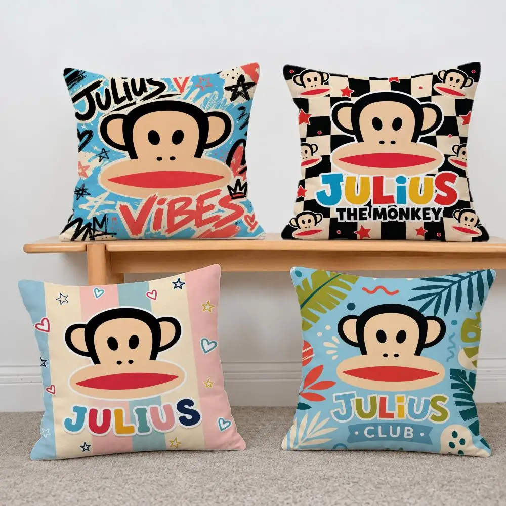 Cartoon Julius the Monkey Cushion Cover Short Plush Pillowcase, Sofa Bedroom Home Decor & Holiday Gift