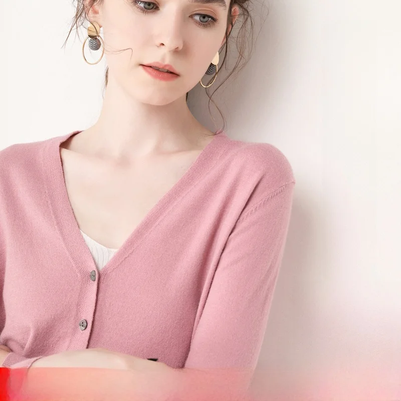 

Spring Autumn V-Ne Camere Knitted ort Coat Pure Color Woolen Women's Base irt Outerwear Korean Sle Long Sve