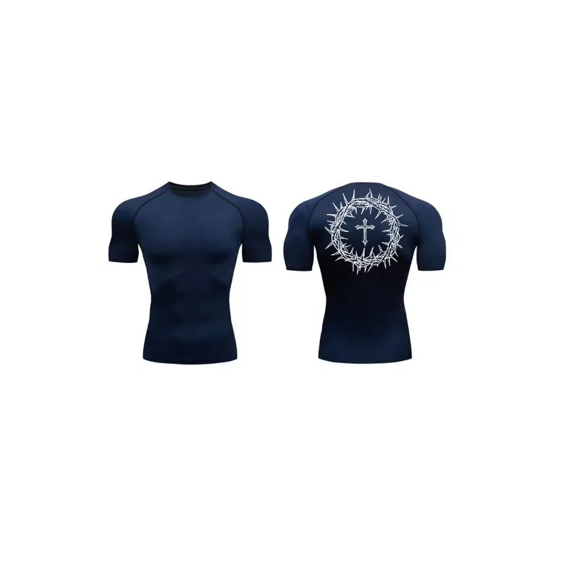 

Running T-Shirt Men Compression Shirt Black Gym Top Sports Quick Dry Breathable Sportswear Workout Bodybuilding Short T-Shirts