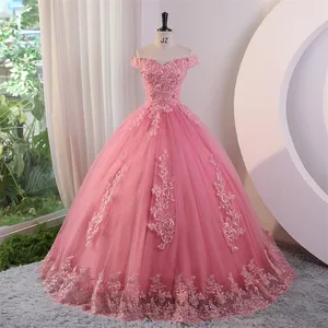 Ashley Gloria Rosa Quinceanera süße Kleider Blume Flusskleid Spitzen Ballkleid Echtes Foto Prom Kleid Boho Kleider 10 Hauptverkaufskleider - №2