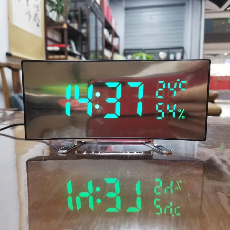 Digitaler Wecker mit Temperatur- und Feuchtigkeitsanzeige, 3 Alarme, unbegrenzter Schlummerfunktion, Nachtmodus, Tischuhr, 3-stufige Helligkeit, LED-Uhr für das Wohnzimmer – Detail 9