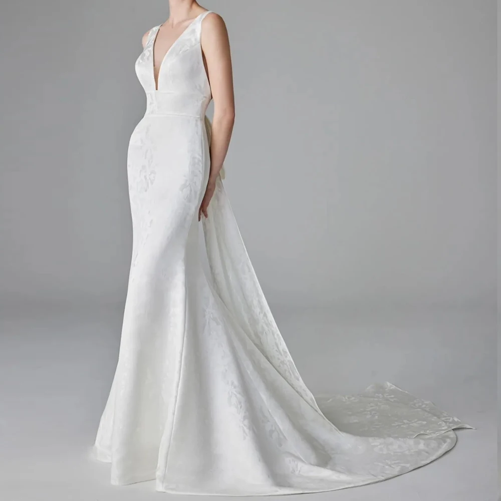 

Customized Graceful Jersey Mermaid Evening Dress High Quality Floor Length V-Neck vestidos para mujer Saudi Arabia 2024