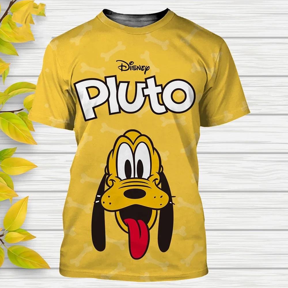 2024 Disney Mickey Mouse Pluto Dog 3D Print T-Shirts Cartoon Anime Streetwear Men Women Oversized T Shirt Kids Boys Tees Tops