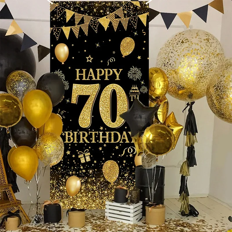 Black and gold banner for door - Party Banner Gold ulasan dan harga