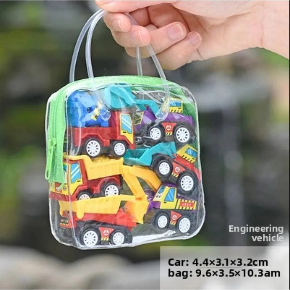 6 Pack Pull Back Cars for Kids Mini Construction Vehicle Set Fire Truck Models Inertia Powered Toy Cars for Boys and Girls