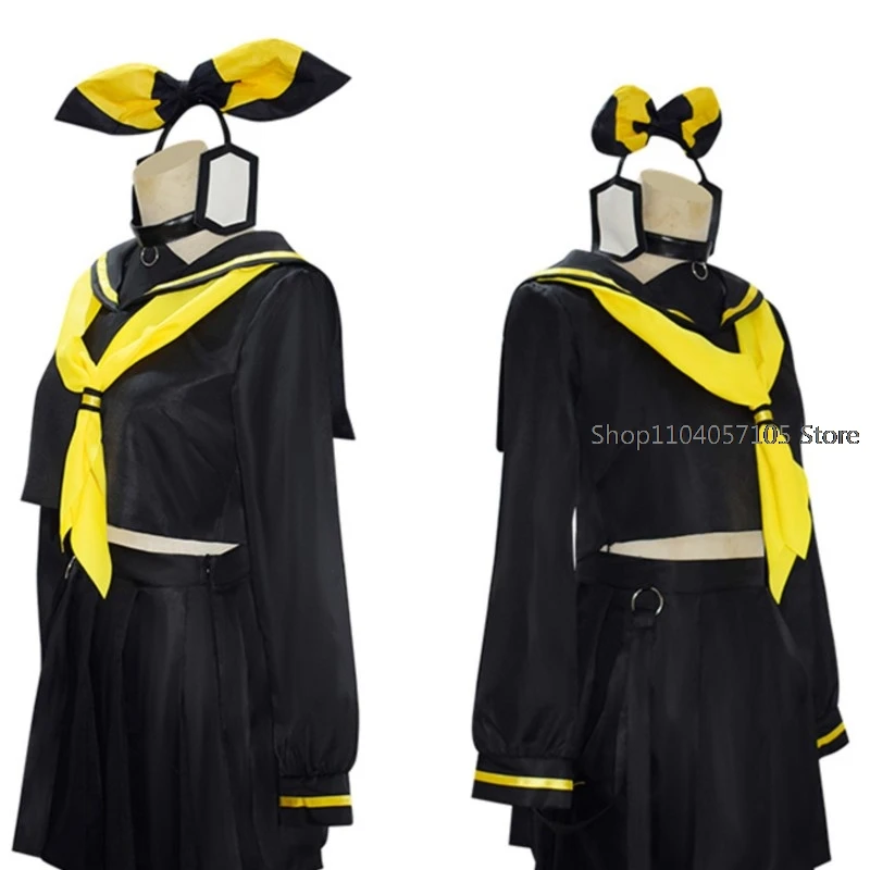Anime Rin Len Fantasia Cosplay, Uniforme Kagamine JK para o Halloween, Roupas Comic Con