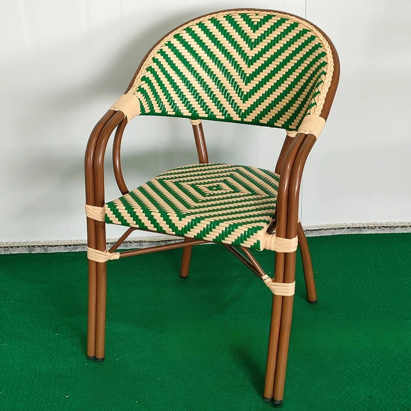 

Rattan aluminum alloy outdoor balcony cafe milk tea shop garden open-air night market outside the rattan table and chair combina