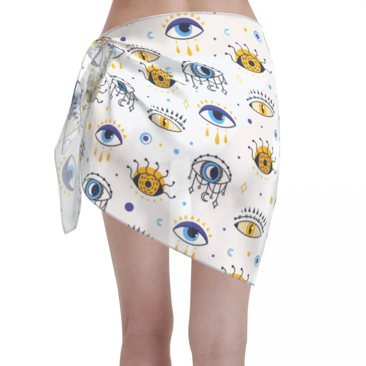 Collection mauvais œil personnalisée sur femmes blanches, Sarongs courtes, enveloppe de plage pour maillots de bain, robe portefeuille pour Bikini, Cover-up pour maillot de bain