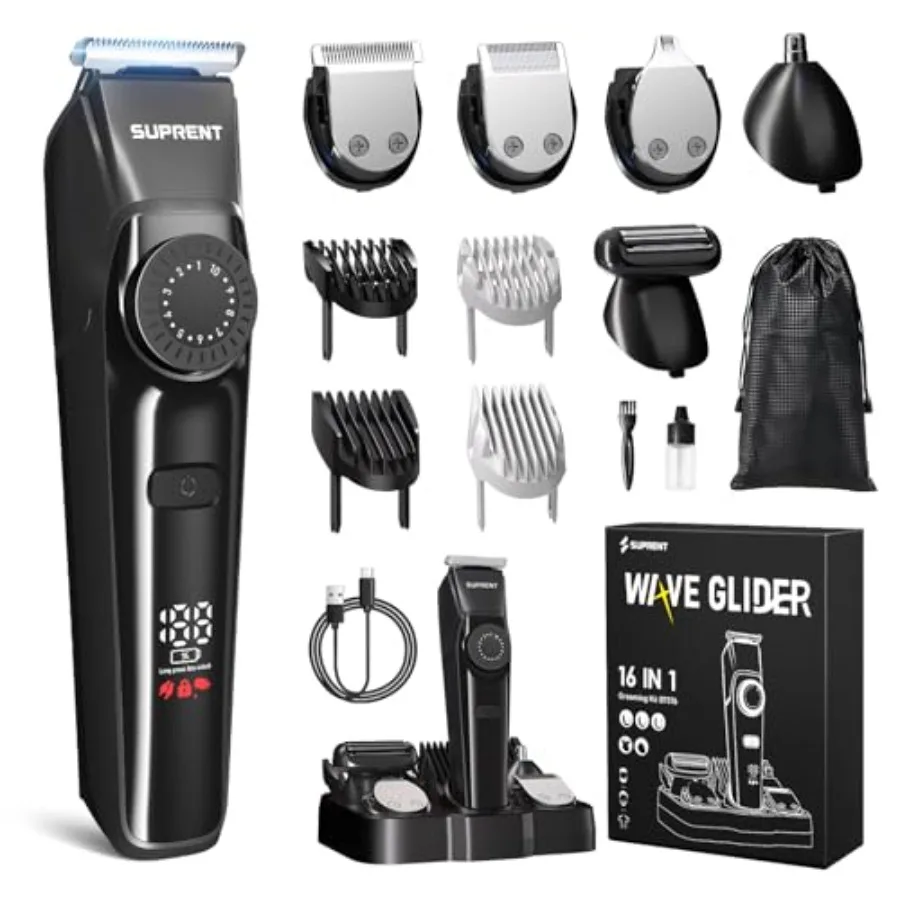 

Мужские триммеры для бороды AllinOne, мужские наборы для ухода за бородой с 40 прецизионными циферблатами, водонепроницаемые регулируемые триммеры для волос, бороды, лица N