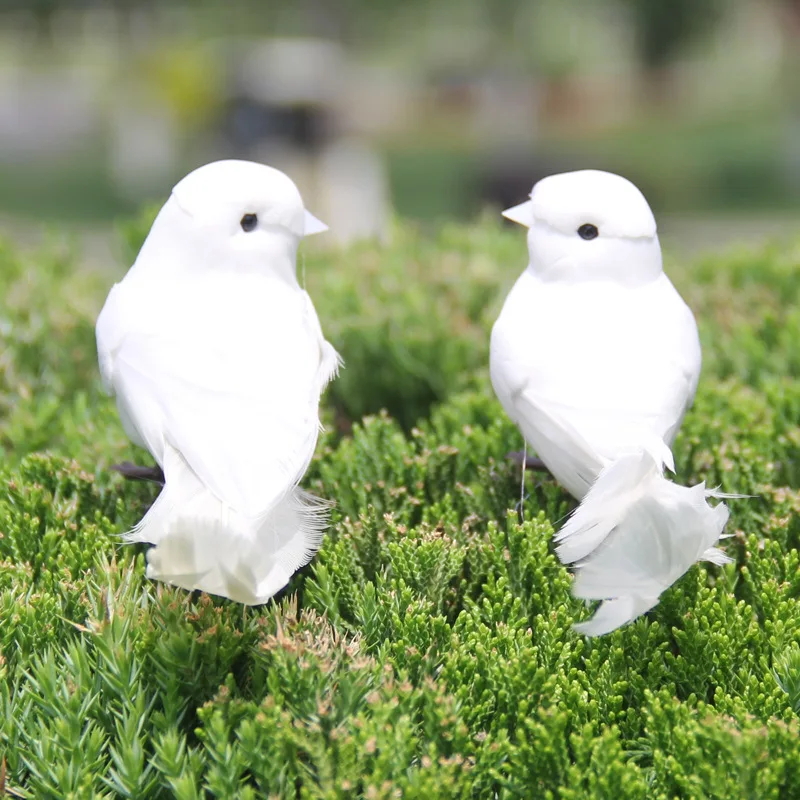

F9 12pcs Simulation Foam White Birds Artificial Foam Feather Doves Craft Birds Mini Decorative Birds for Home Garden Party Decor