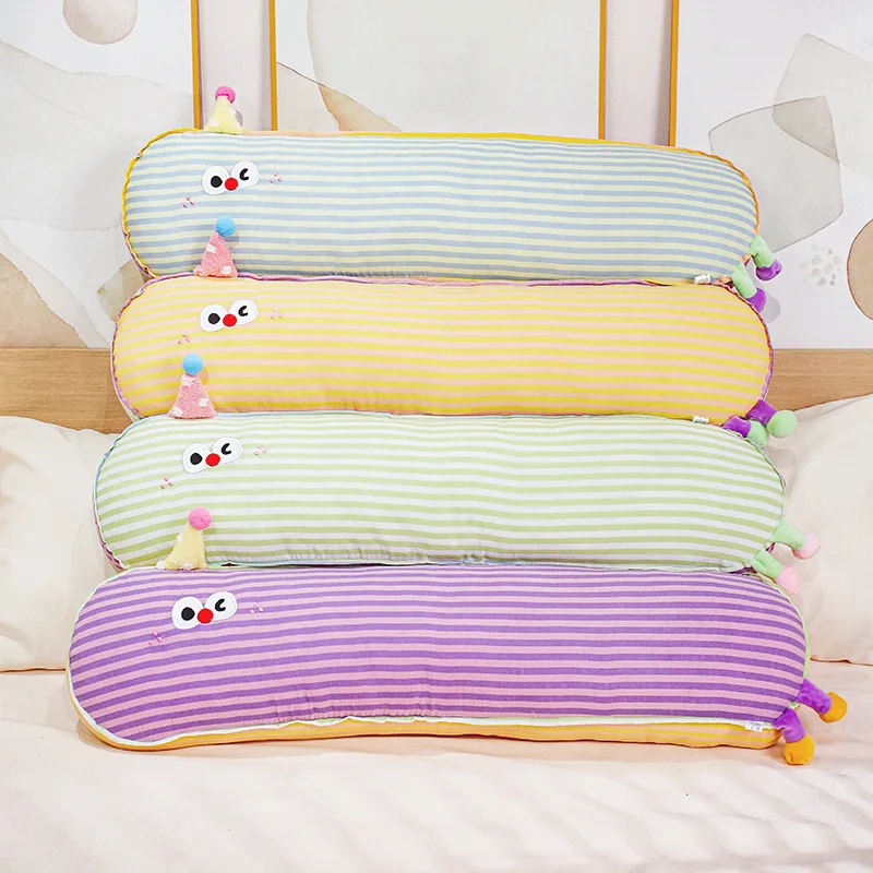 

New Cartoon Big Eyes Colorful Streak Stuffed Long Throw Pillow Soft Warm Fluffy Comfy Huggable Pillow Back Pillow For Sleeping