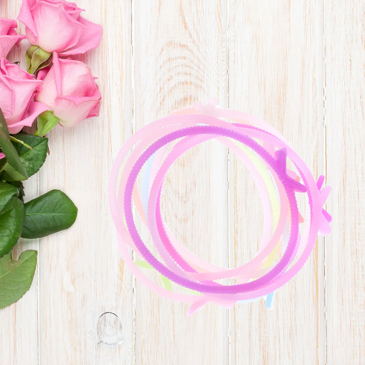 

2pcs Hairb Elastic Accessories Ponytail Holder Bow Shape Bracelet Silicone Elastic Hairb Hair Bow Tie