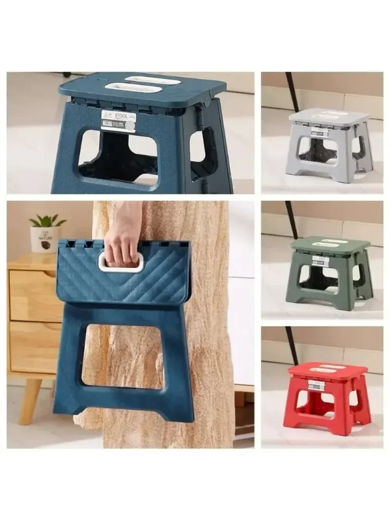 Lightweight Folding Step Stool Multi Purpose Handheld Thickened Footstool Non-Slip Plastic Small Benches Kitchen