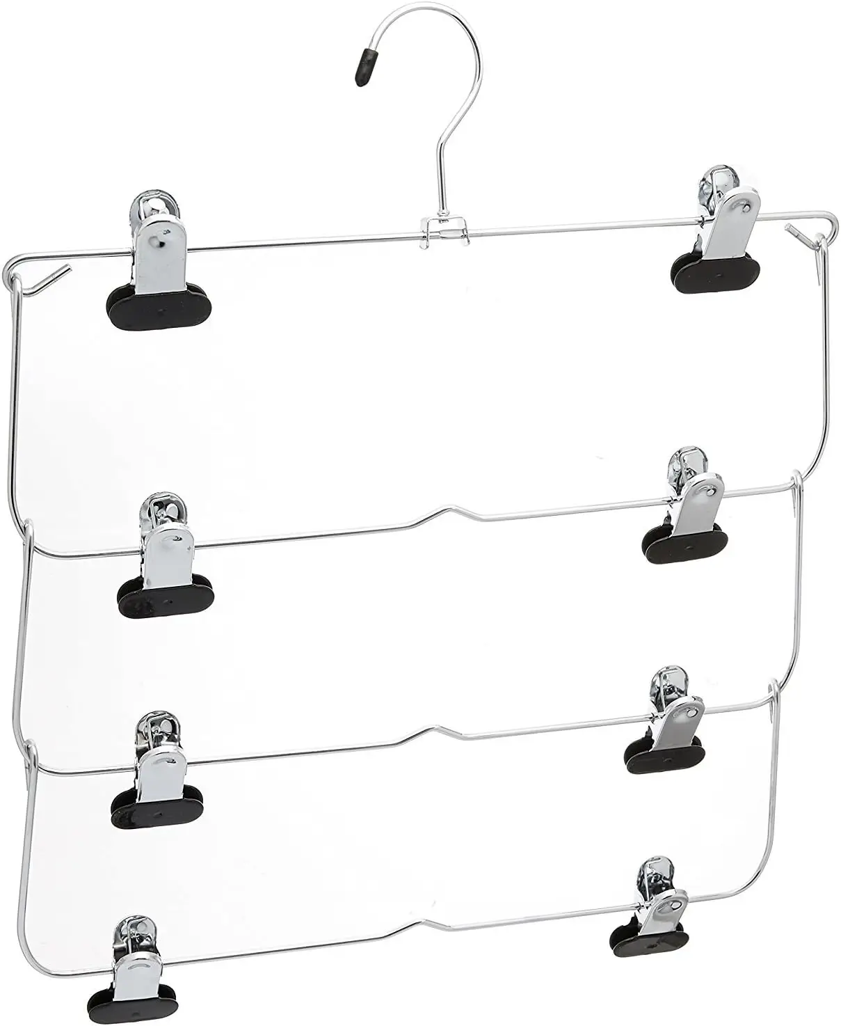 

4-ярусная складная вешалка для юбок в хромированном или черном цвете, компактный органайзер для экономии места в шкафу, для эффективного хранения