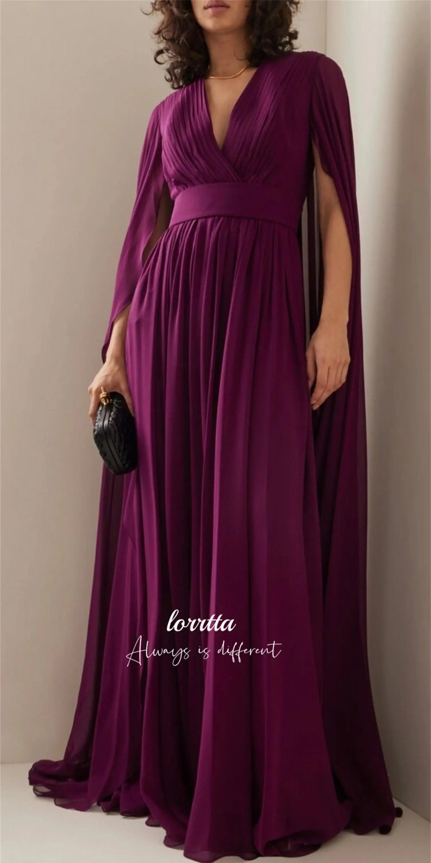 Lorrtta Chiffon Eid Dress Straight Line Shawl Purple Elegant Evening Dresses for Women Luxury Prom Gown Ball Gowns Customized