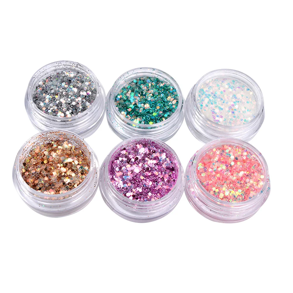 6 個ネイルスパンコールグリッタースパンコール虹色フレークカラフルな混合 DIY アート装飾アクセサリーネイルスパンコール