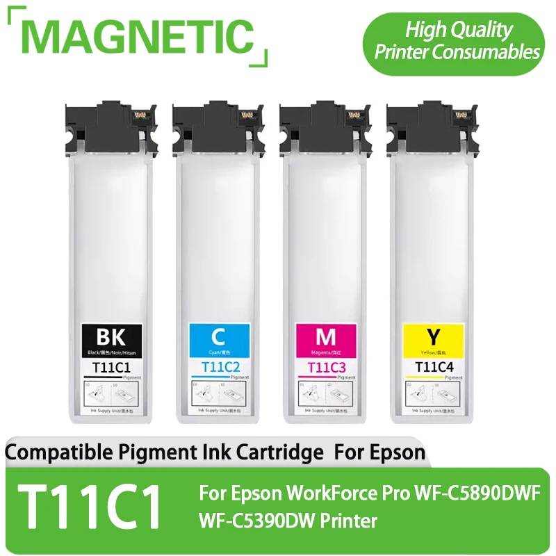 Europe T11 11 T11C1-T11C4 T11D T11E T11D1 Pigment Ink Cartridge With Chip For Epson WorkForce Pro WF-C5890DWF WF-C5390DW Printer