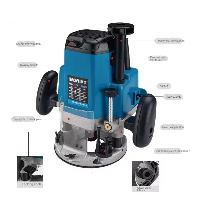 88442200 واط الكهربائية متعددة الوظائف اليد الخشب المتقلب النجارة آلة الحفر ماكينة تشقيب وتجعيد الألواح الخشبية MY-2122