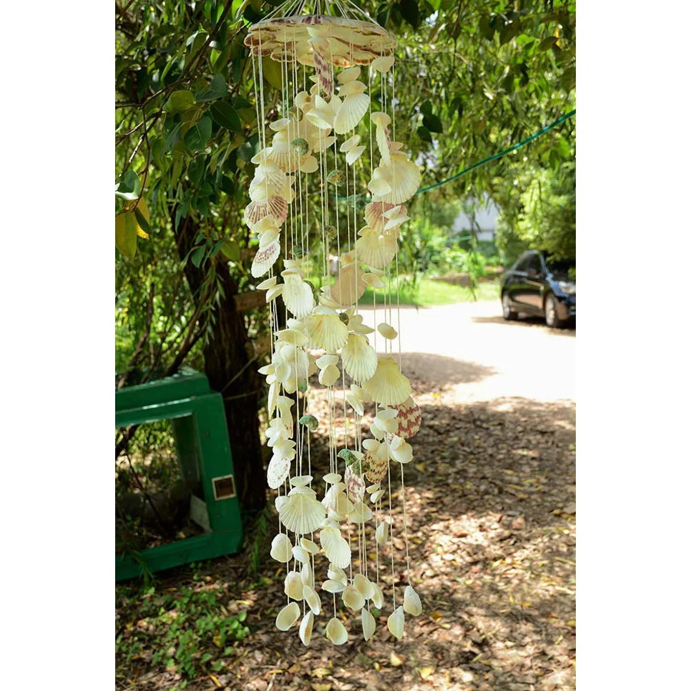 

Fashionable White Shell Wind Chime Natural Touch Bedroom Sitting Room Dining Room Decor Wind Chime Sea Shell Wall Decoration