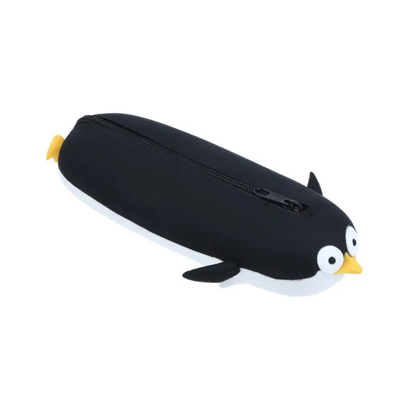 New Cute Penguin Shaped Silicone Pencil Case Large Capacity Waterproof Stationery Organizer Bag For Kids Students School Gifts