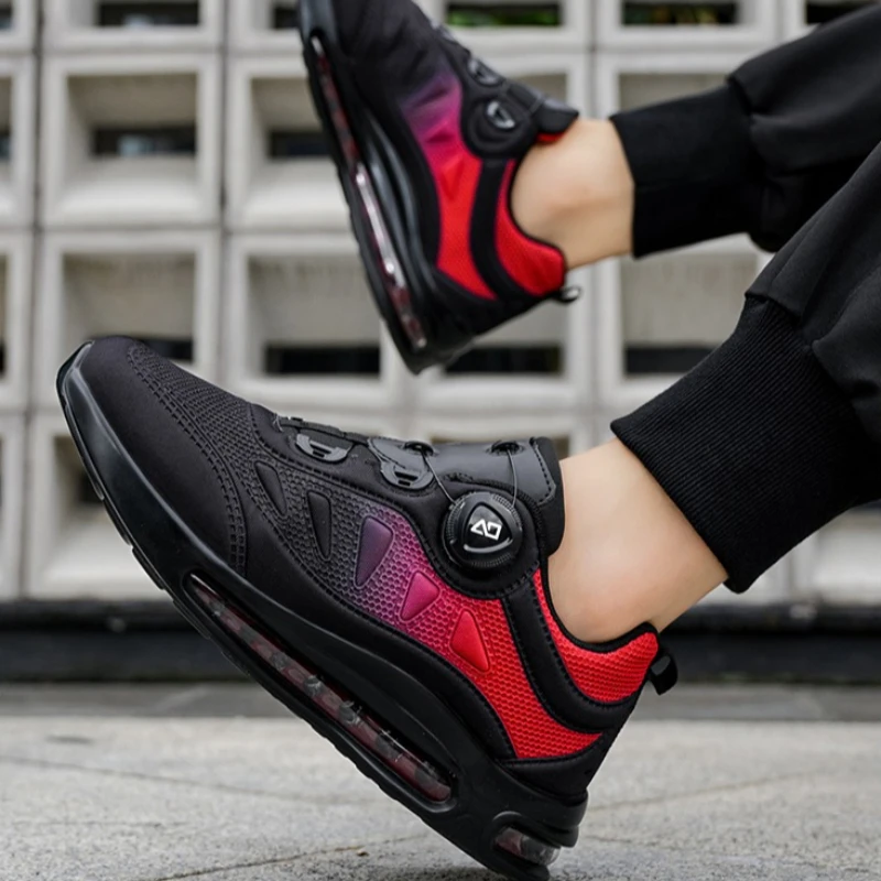 

Мужские спортивные кроссовки с поворотной пряжкой, стильные, с круглым носком, на толстой подошве, с амортизацией, подходят для лета, мягкие, дышащие