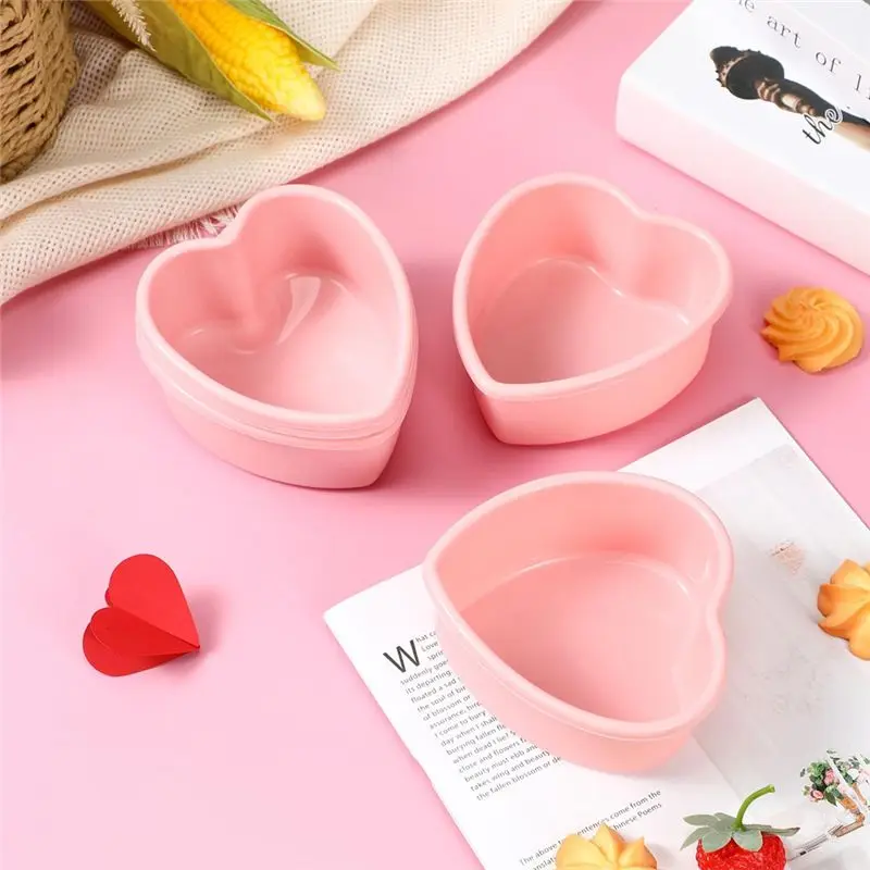 DTA5 12 Pcs Heart Shaped Mini Cake Pans, Pink Silicone Muffin Mold Set for Valentine's Day, 4 Inch, Non-Stick Baking Tool
