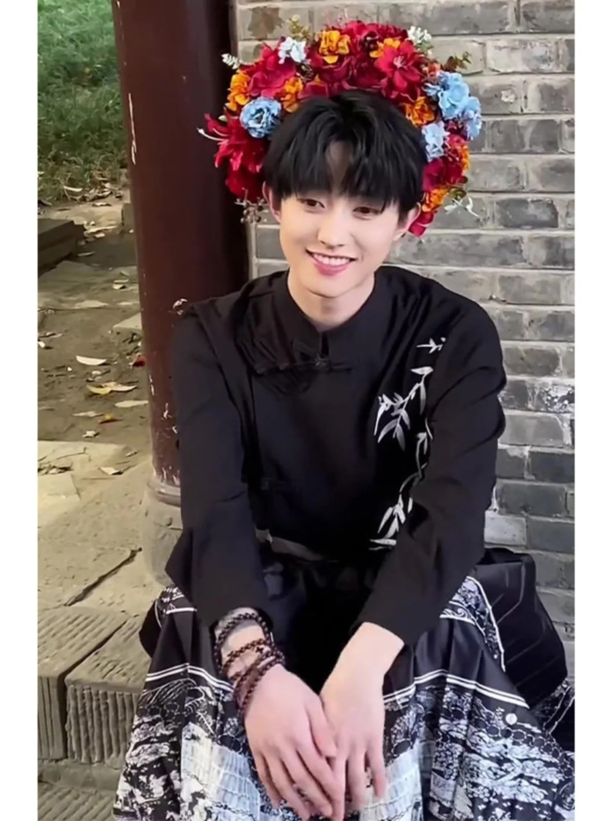 Nueva Camisa China para Hombre, Bordada con Flores, para Otoño, Informal, de Fibra de Poliéster, No Requiere Planchado