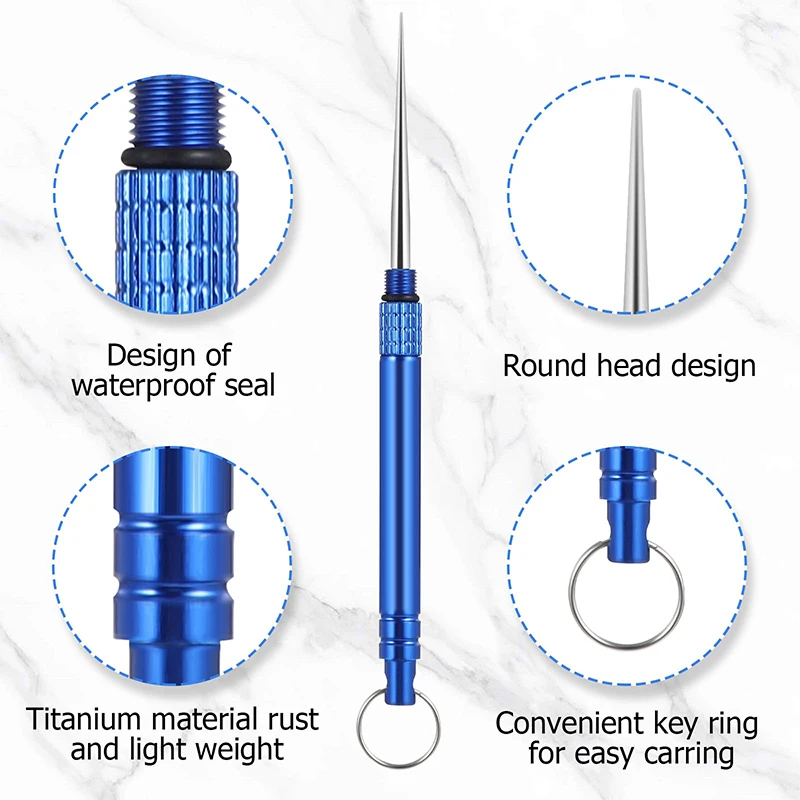 1 Piece Titanium Alloy Toothpick Keychain Multi-functional Fruit Pick Tool For Outdoor Camping Reusable Toothpick Keyring