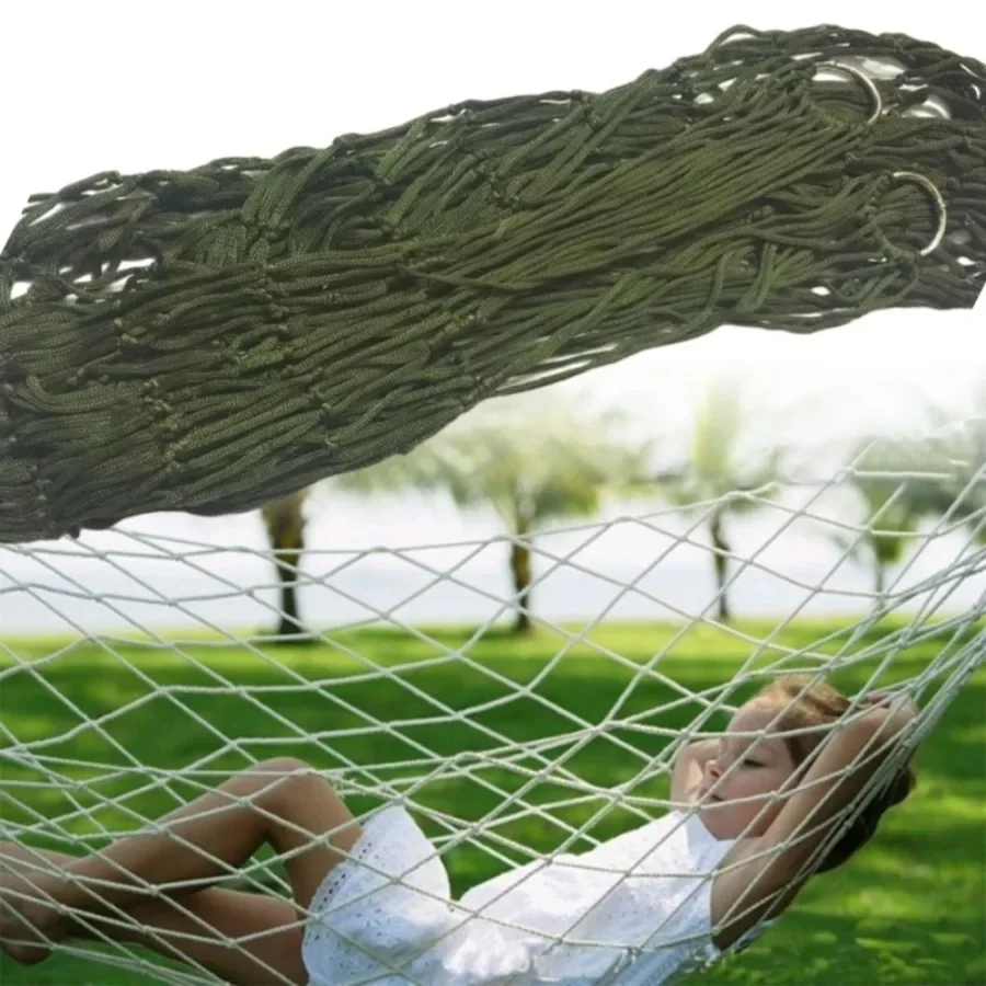 

Nylon Rope Meshy Hammock Outdoor Sleeping Net Bed with Rope Portable Camping Garden Beach Yard Travel Swing Hanging Bed