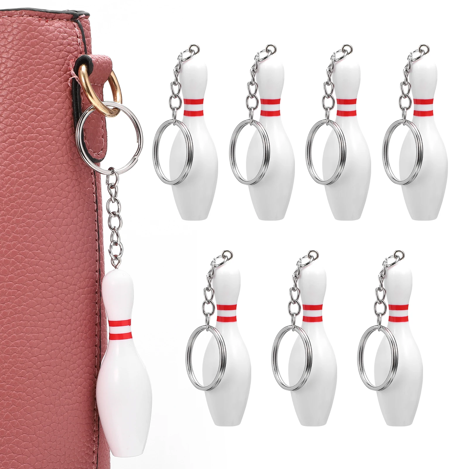 

8pcs Keychains Mini Size Sports Memorabilia Durable Construction Bag Pendant Bowling Keychains Key Decoration