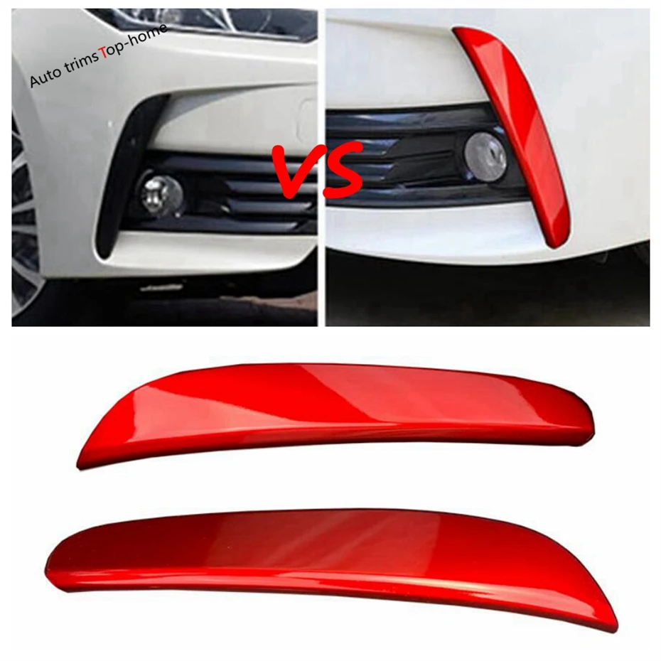 Front Bumper Grille Head Fog Lights Lamps Eyebrow Strip Cover Trim For Toyota Corolla 2017 2018 Car ABS Chrome / Red Accessories