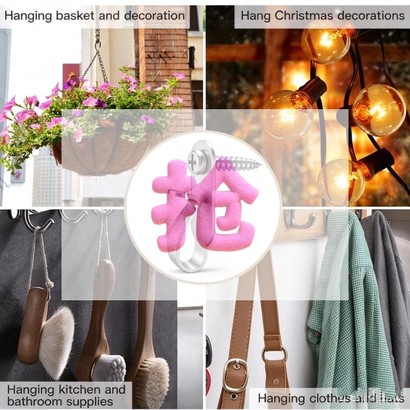 Stainless Steel String Lights Hanging Hook Multi Purpose Outdoor Plant Cabinet Ceiling Wall Screw Hooks Holder Hangers