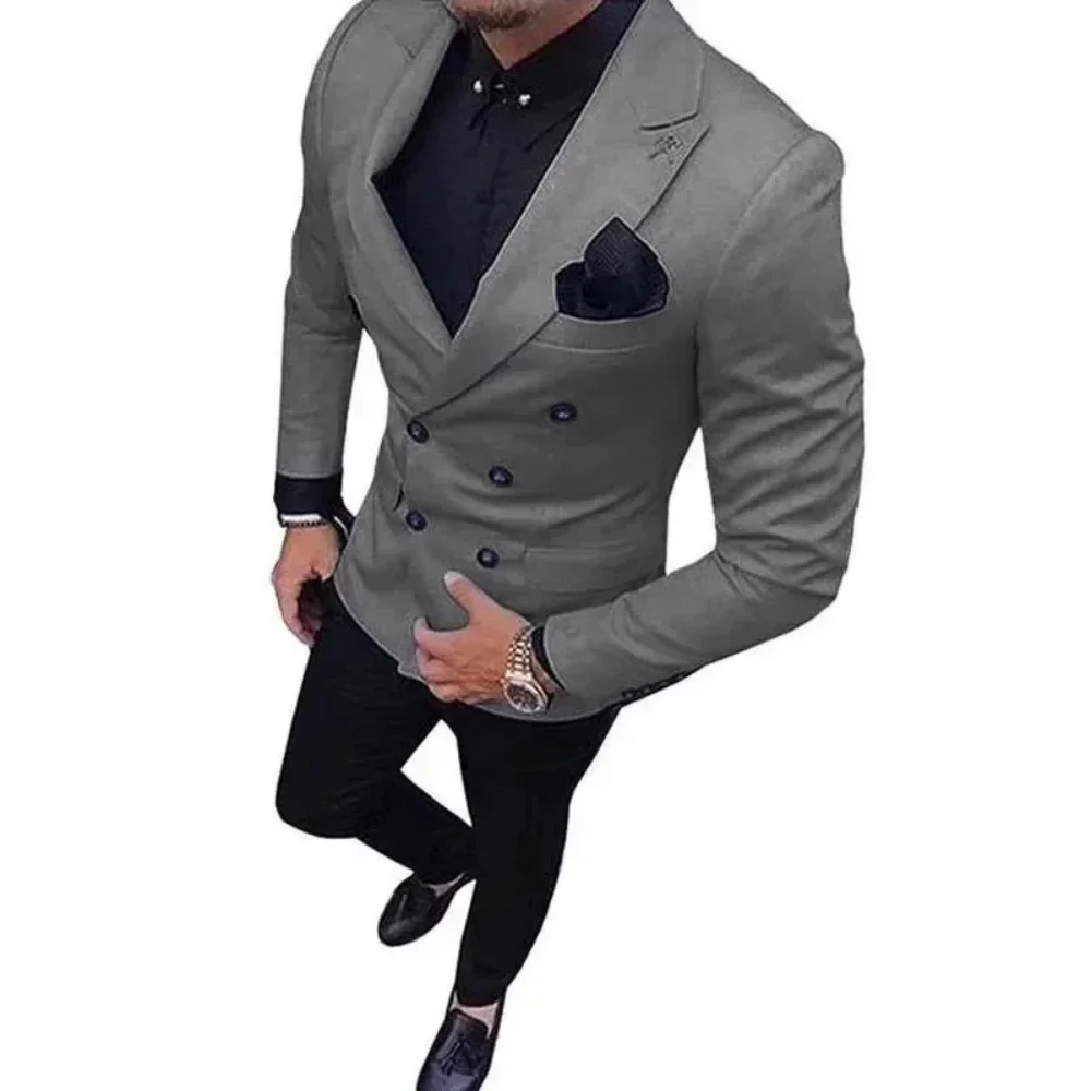 High-Quality Slim Fit Men's Suit Set With Notched Lapel Blazer And Pants 2-Piece Wedding Guest Formal Business Attire