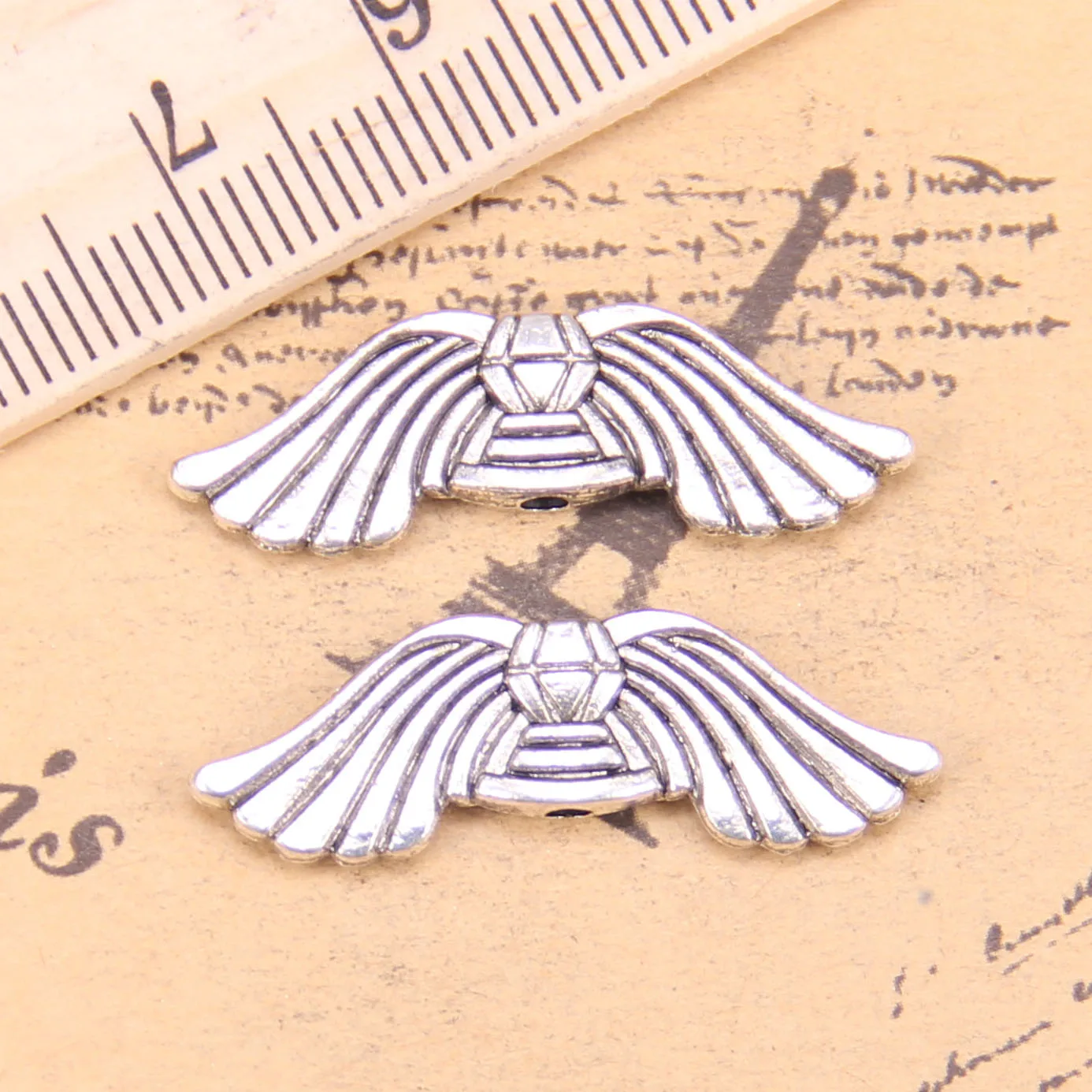 62pcs Jewelry Charms angel wings bead 10x30mm Antique Silver Plated Pendants Making DIY Handmade Tibetan Silver Jewelry