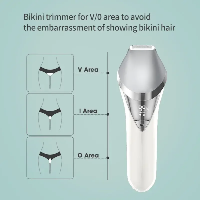 ماكينة حلاقة كهربائية للنساء 7 في 1 ماكينة حلاقة نسائية رطبة وجافة غير مؤلمة للذراع تحت الإبط والبيكيني والساقين ورؤوس قابلة للاستبدال وشحن USB