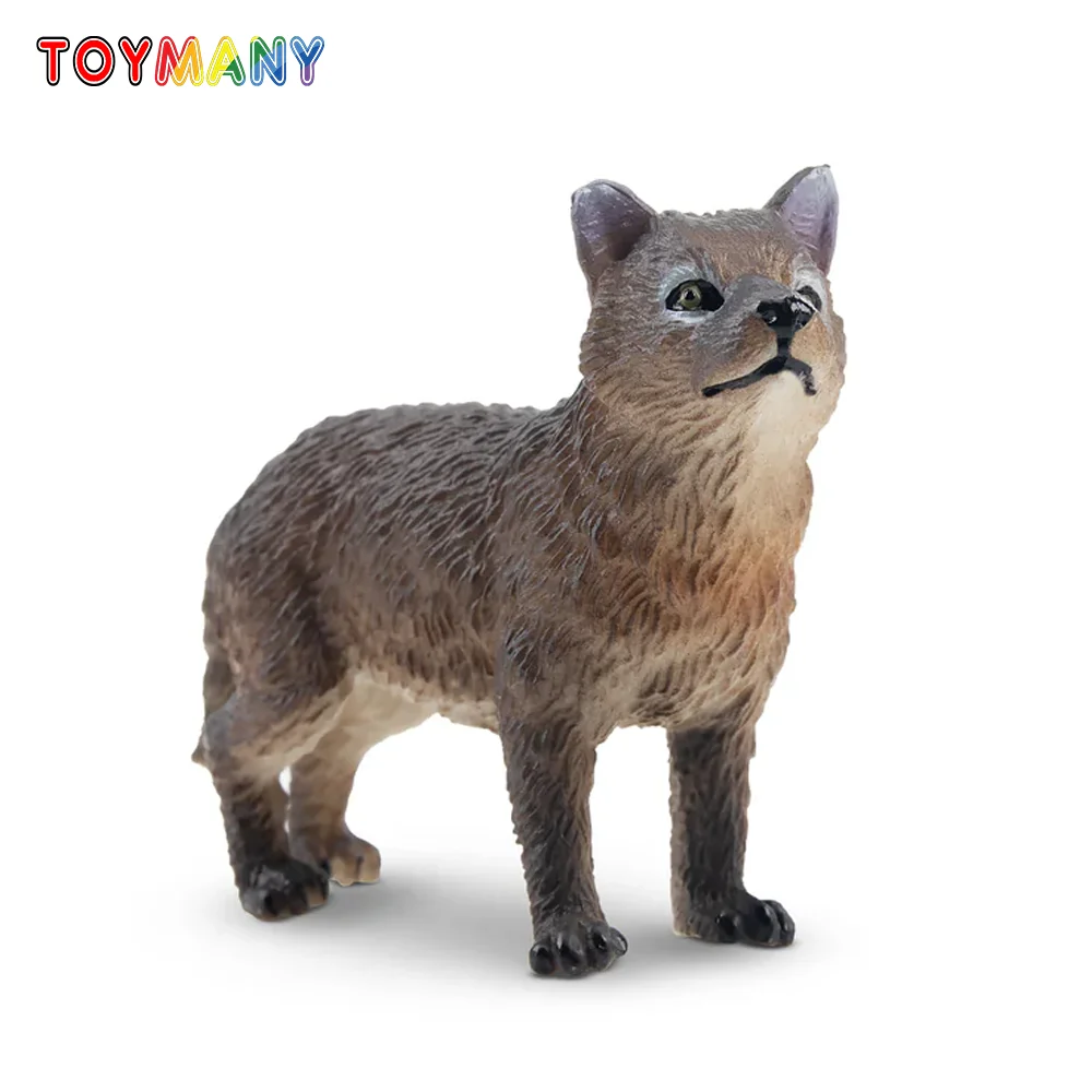 Toymany Simulation Standing Grey Wolf Cub Wildlife Animal Model Toy Mini Figures Dolls Action Figurines Toys for Children Gift