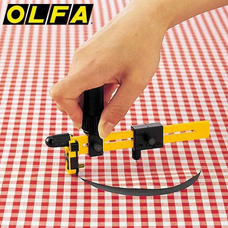 Japan OLFA round stationery cutter CMP-1/DX with 10 pieces of COB-1 thin alloy steel blades, sharp and durable manual compass utility knife, used