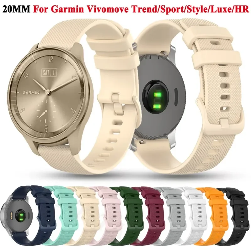 Silicone Watchband For Garmin Vivomove Trend/Sport/Style/Luxe/HR Wristband Bracelet Garmin Vivoactive 5 4 3 Watch Strap Series