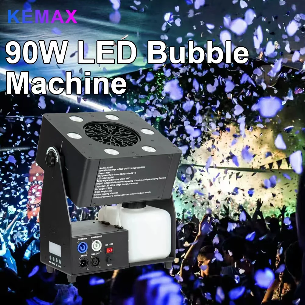 90 واط LED آلة فقاعة المرحلة فقاعات الرش DMX512 التحكم عن بعد RGBW الجمهور الارتفاع 10-15 متر لحفل زفاف نادي ديسكو