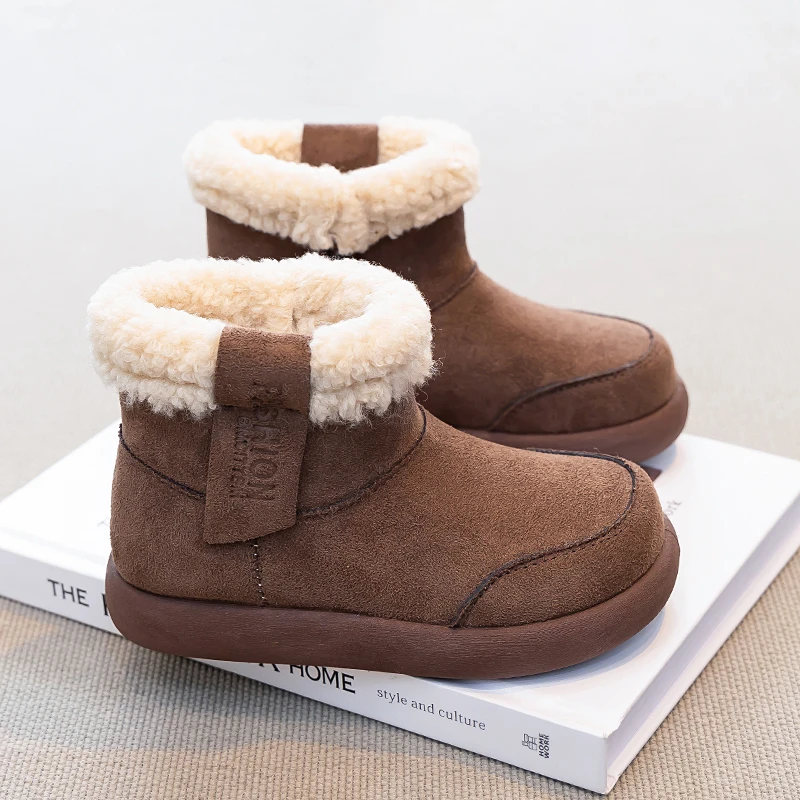 

2025 Winter New Children's Shoes Thick Warm Children's Snow Boots Thick Warm Girls' Warm Boots Cotton Shoes