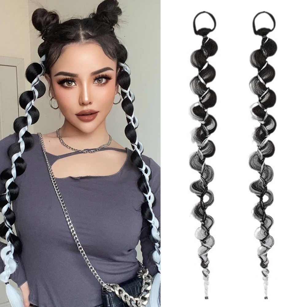 Sweet and Cool Girl Bubble Spiral Braid, Synthetic Braid, Ponytail Wig, Hair Accessories