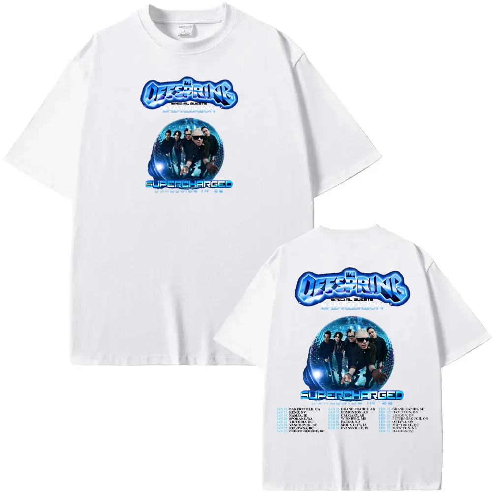 The Offspring Supercharged 2026 TOUR TEE 그런지 밴드 여름 록 슬리브 오버사이즈 100% 코튼 탑 의류 라운드 넥 유니섹스 탑