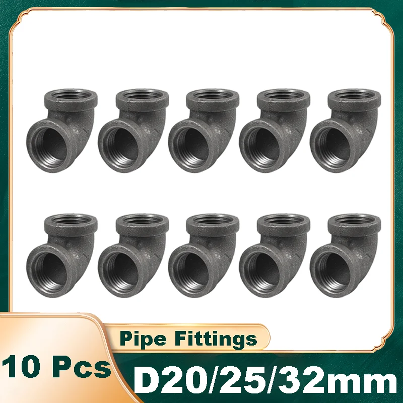 

10 Pcs 1/2 " 3/4 " 1"Threaded Iron Pipe Fitting Elbow 90 Degree Angled Malleable Cast Iron Angled Wrought Iron Tool Accessories