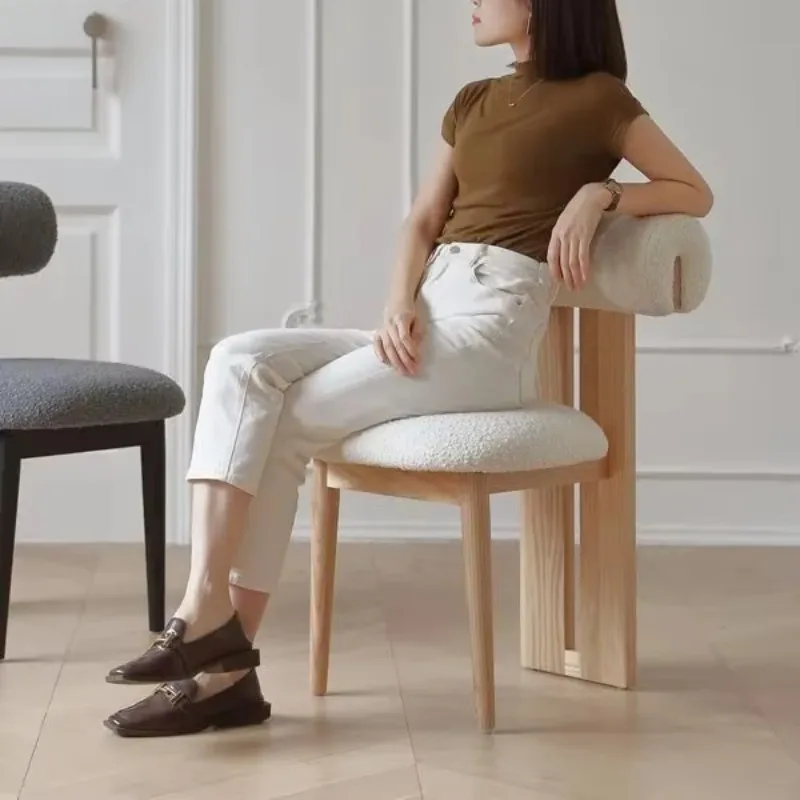 Solid wood fabric dining chair casual simple dresser chair light luxury Nordic modern