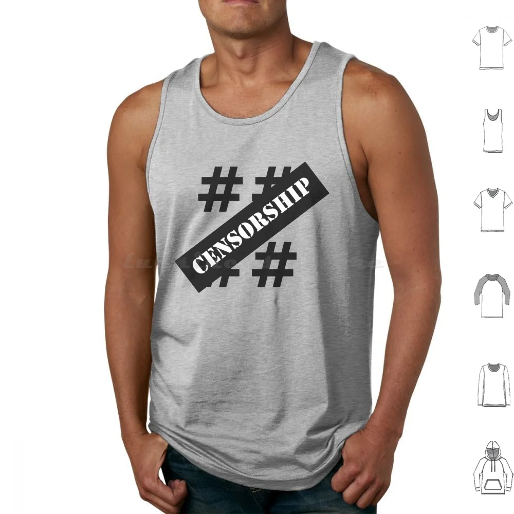 Censorship Tank Tops Print Cotton Censorship Censored Gagged