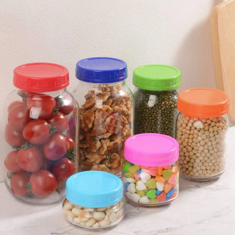 16 Pack Colored Plastic Jar Lids -8 Wide Mouth & 8 Regular Mouth Ball Lids,Anti-Slip Food Storage Caps