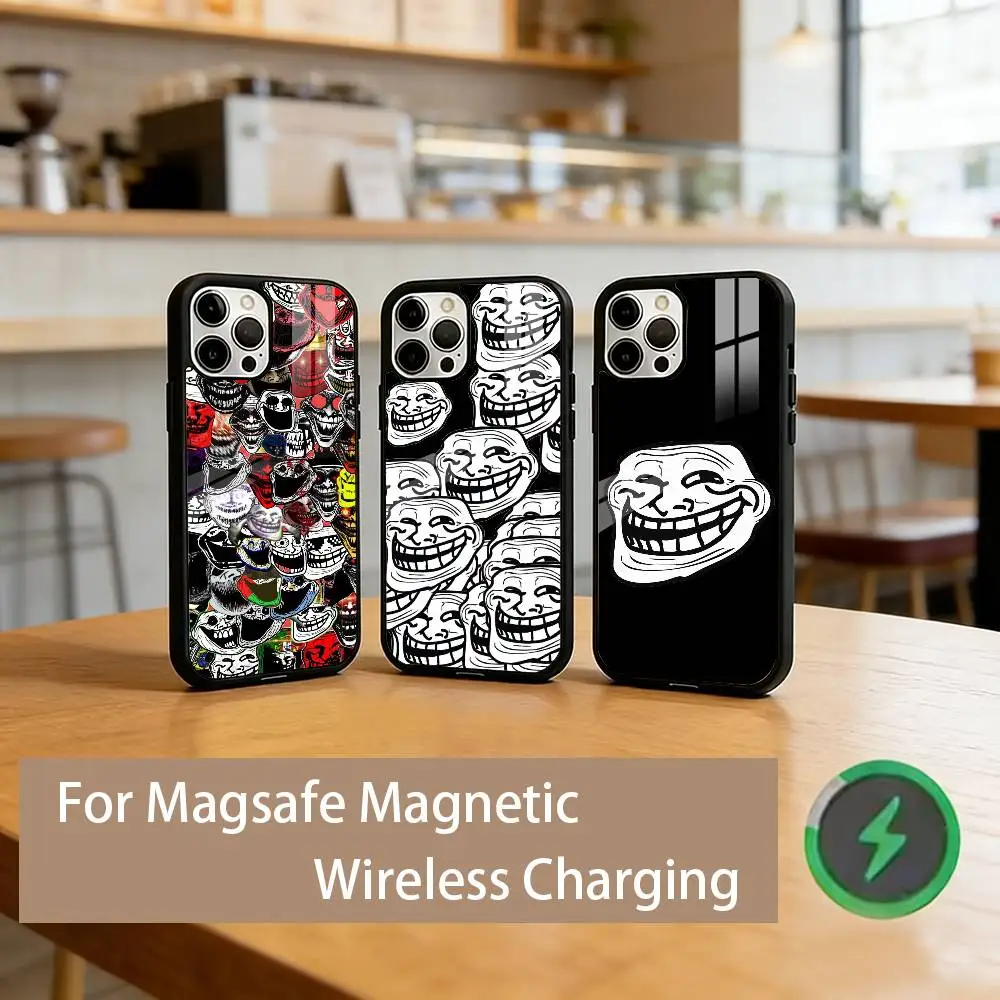 

T-Troll Face Funny Meme Phone Case For iPhone17,16,15,14,13,12,11 Plus,Pro Magnetic For Magsafe Wireless Charging