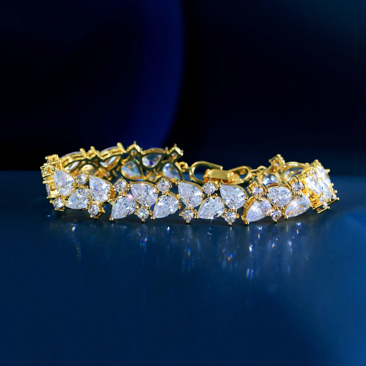 CWWZircons Glänzender Afrikanischer Zirkon Dubai Vergoldetes Verlobungs- und Hochzeits-Brautarmband Schmuckzubehör für Frauen Großhandel S0171 – Detail 8